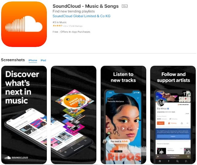 best music app for iphone offline free: soundcloud