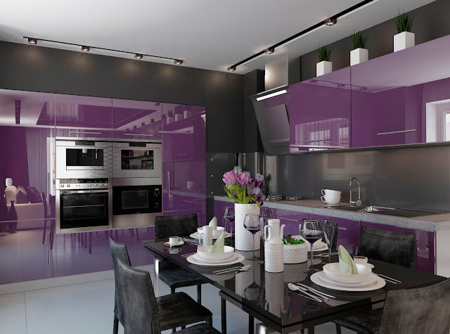 purple and gray kitchen ideas