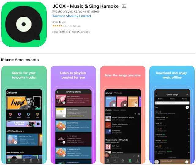 best music app for iphone offline free: joox