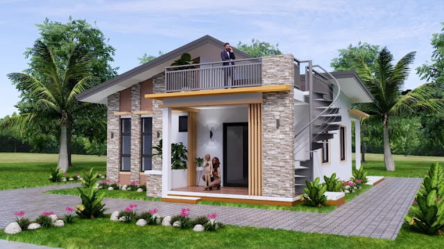desain rumah kecil 8x11 meter 3 kamar tidur 2 kamar mandi lengkap dengan denah