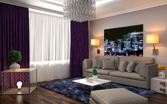 purple and gray living room ideas