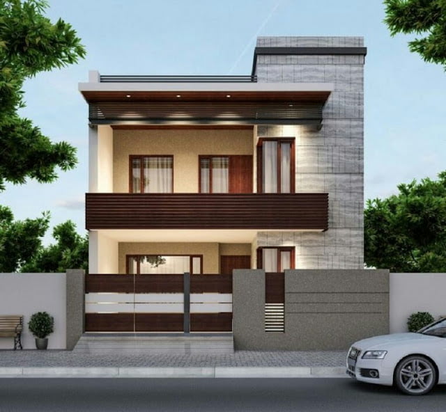 2-Story House with Minimalist Brick Fence