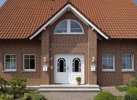 A house made using the brickwork technique with a beautiful facade