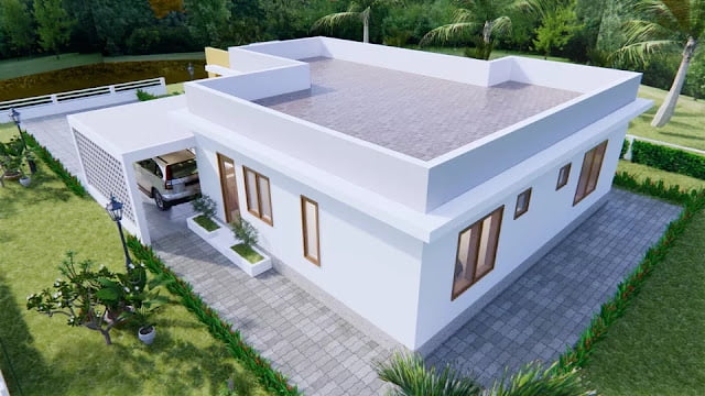 12x14 meter 2 bedroom 2 bathroom house plan
