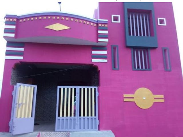 outside colour of indian village house