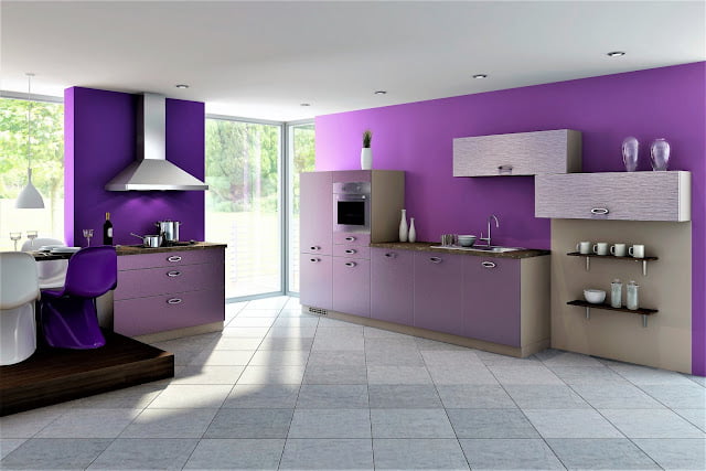 light purple kitchen walls