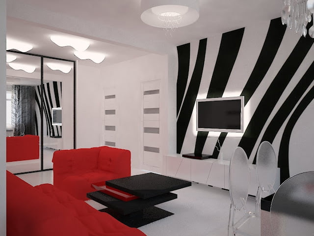 red black and white living room decorating ideas