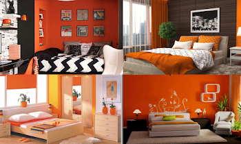 Orange Two Colour Combination For Bedroom Walls