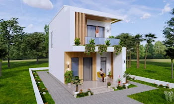 Small Two Floor House Plan 4.7 x 9 Meters 2 Bedrooms 2 Bathrooms