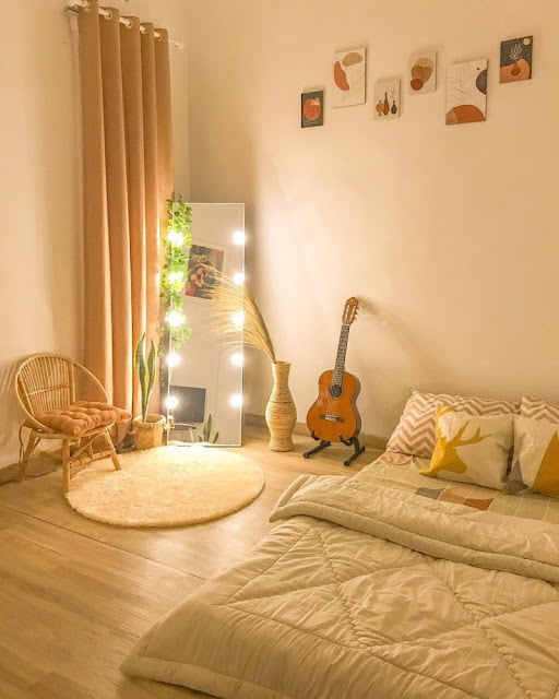 dekorasi bilik tidur kecil tanpa katil