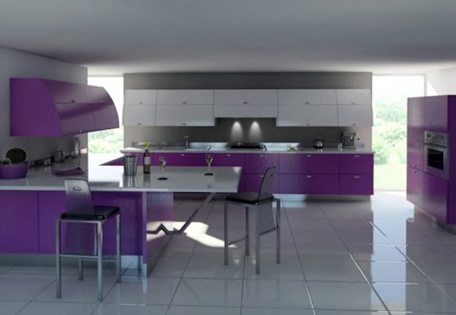 purple and gray kitchen ideas