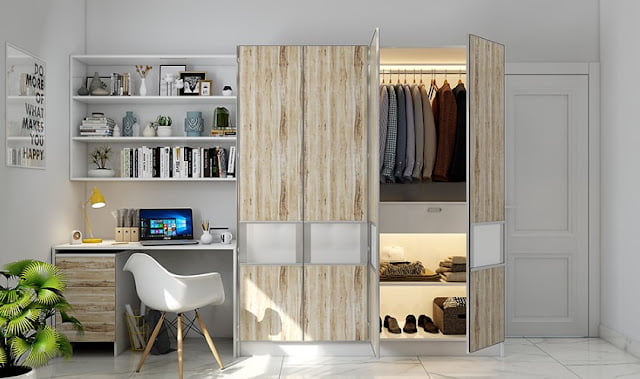 modern wardrobe with study table design modern wardrobe with study table design