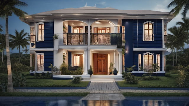 white colour combination for house exterior painting