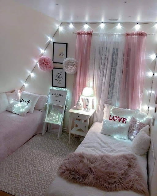 design bilik tidur remaja perempuan simple