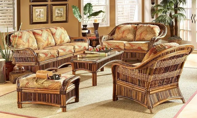 Wicker furniture in the interior of the veranda Wicker furniture in the interior of the veranda