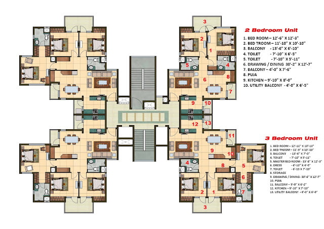 clustered bedroom floor plans