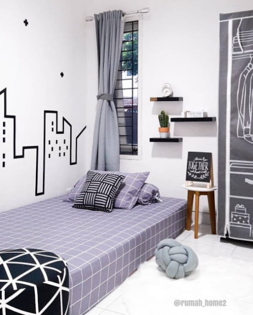 simple 3x4 single bed hotel room design
