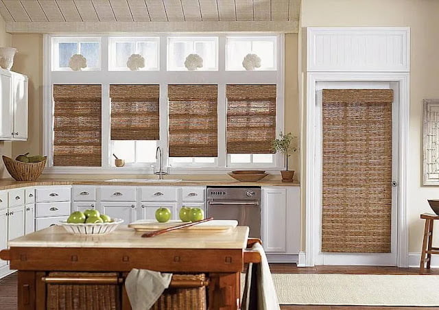 Kitchen with bamboo blinds Kitchen with bamboo blinds