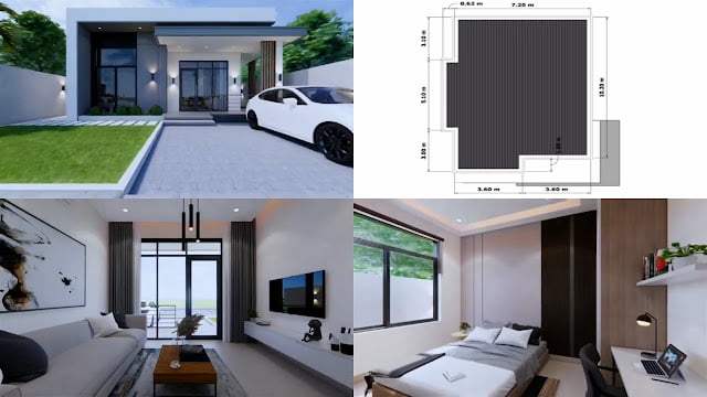 gambar ide desain rumah 7m x 11m 3 kamar