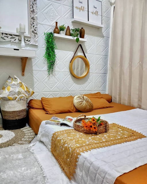dekorasi bilik tidur kecil tanpa katil