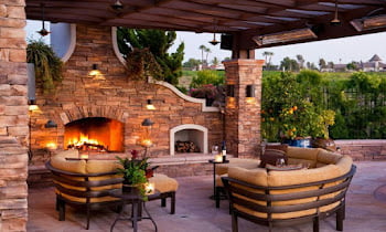 Covered Outdoor Living Spaces With Fireplace