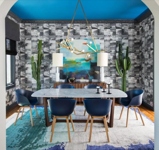 room geometric wall paint