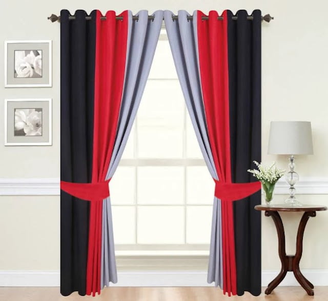 red curtains living room