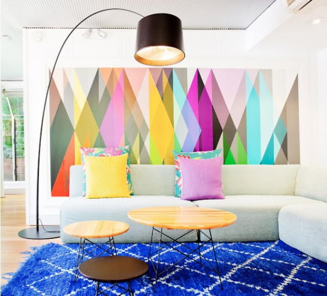 room geometric wall paint