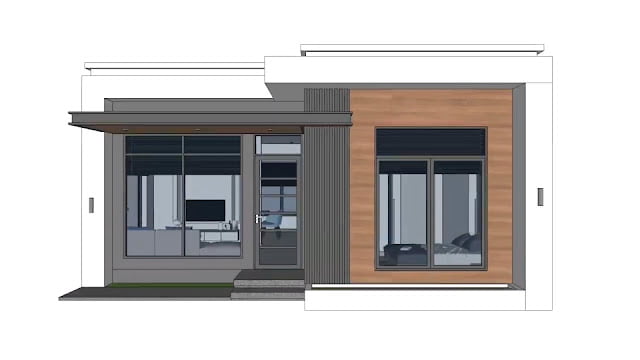 Front view of a modern minimalist house 7.5m x 9m