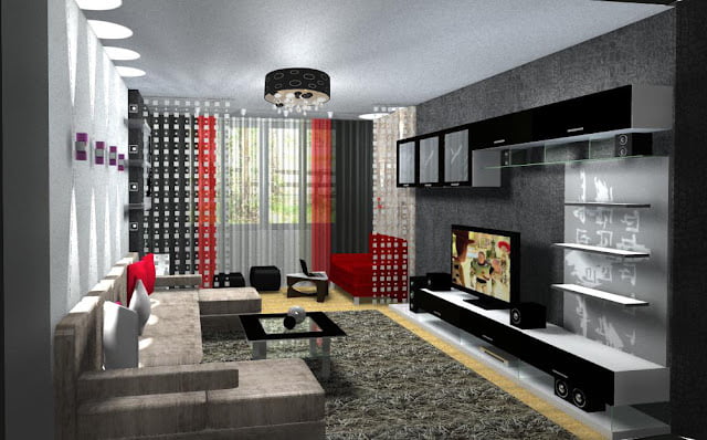 red black and white living room decorating ideas