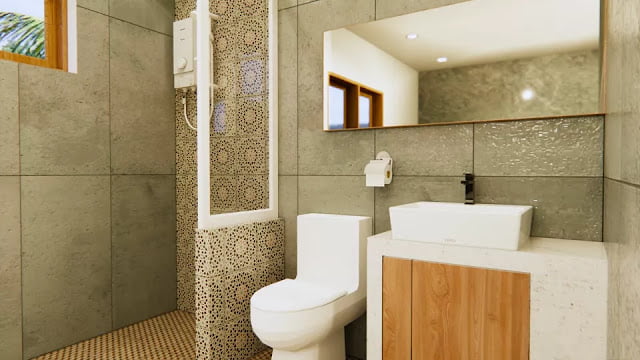 12x14 meter 2 bedroom 2 bathroom house plan