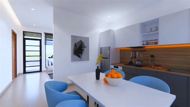 Front view of a modern minimalist house 7.5m x 9m