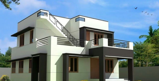 2 storey small house design with rooftop