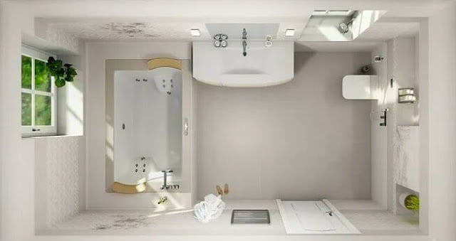Layout of a bathroom in a residential building with an area of ​​80