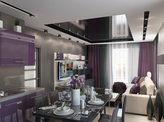 purple and gray kitchen ideas