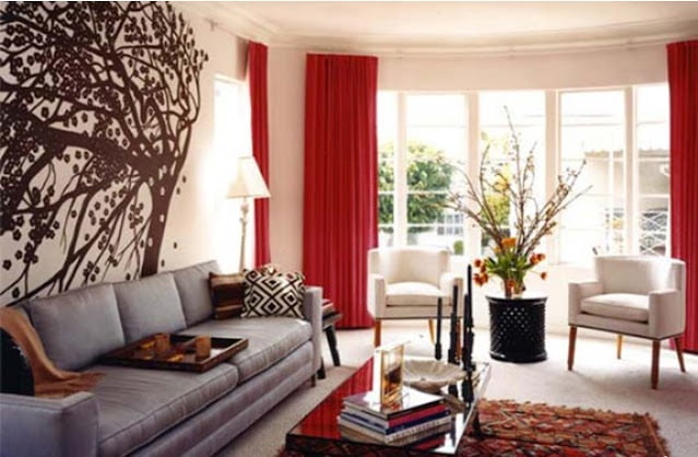 red curtain living room decorating ideas