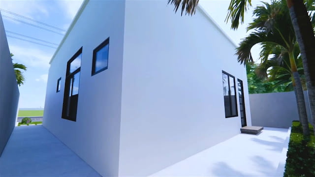 Front view of a modern minimalist house 7.5m x 9m