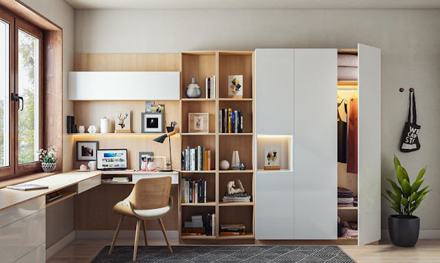 modern wardrobe with study table design modern wardrobe with study table design