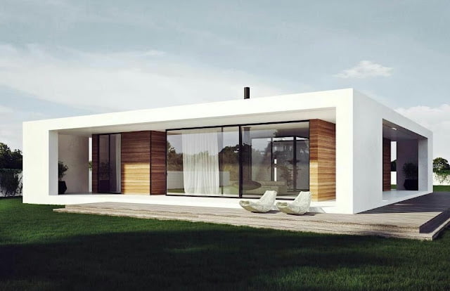 Modern one story house exterior