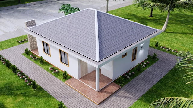 gambar desain rumah kecil 8x11 meter 3 kamar tidur 2 kamar mandi lengkap dengan denah