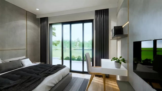 Small Two Floor House Plan 4.7 x 9 Meters 2 Bedrooms 2 Bathrooms