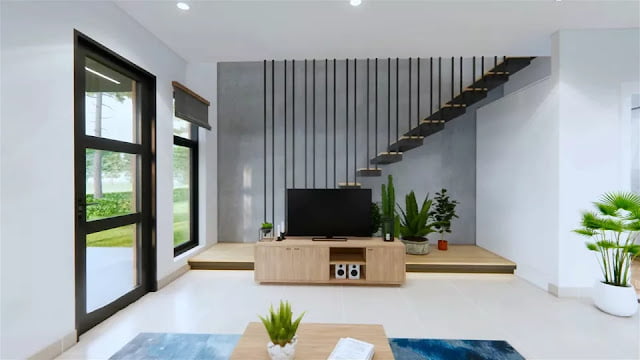 Small Two Floor House Plan 4.7 x 9 Meters 2 Bedrooms 2 Bathrooms