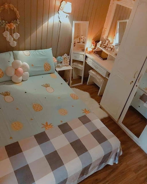 design bilik tidur remaja perempuan simple