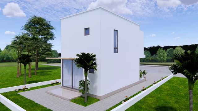 Small Two Floor House Plan 4.7 x 9 Meters 2 Bedrooms 2 Bathrooms