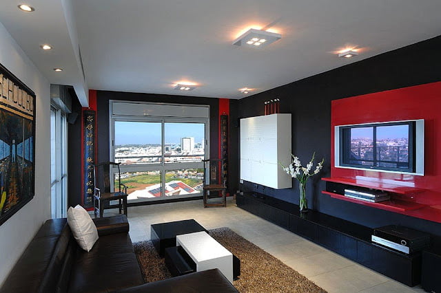 red black and white living room decorating ideas