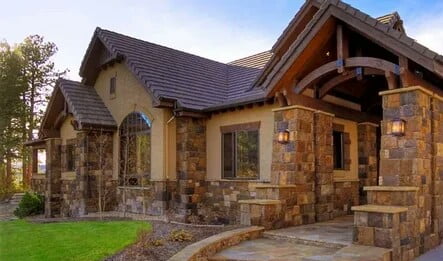 Natural stone for finishing the facade of a residential building