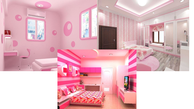matching pink two colour combination for bedroom walls