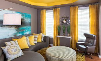 18 contemporary grey and yellow living room