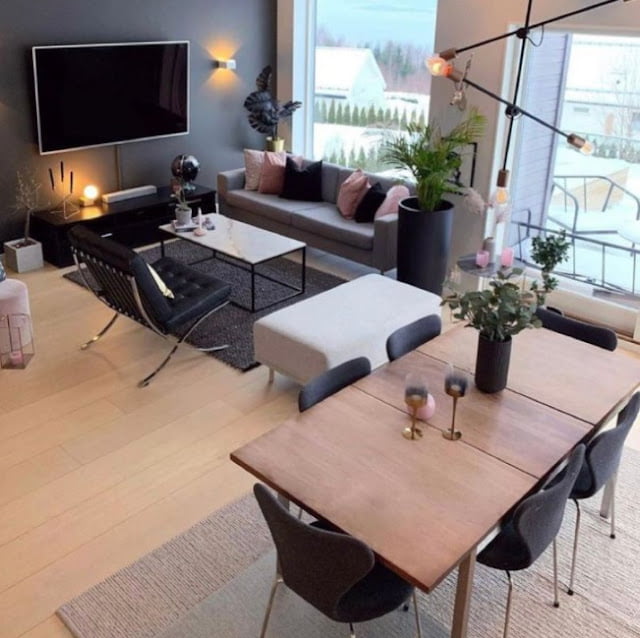 family room dining room combo