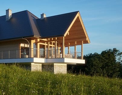High Roof Tiny Wooden House Design